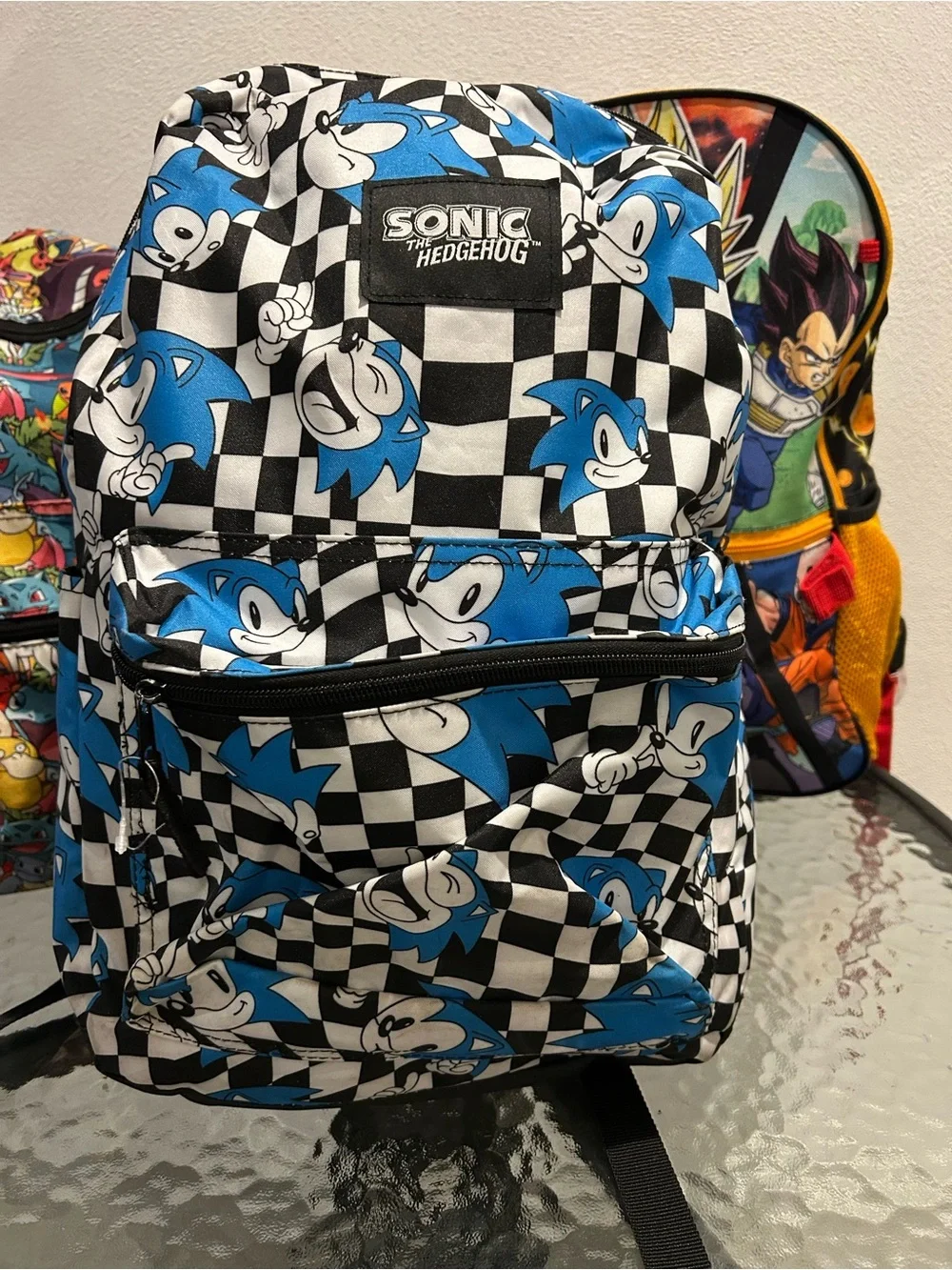 Sonic the Hedgehog Blue Checker Kids Backpack - Official Logo